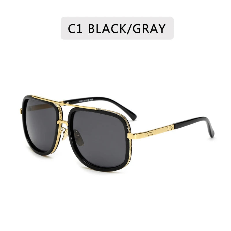 Big Frame Square Sunglasses - Retro Metal Sun Glasses