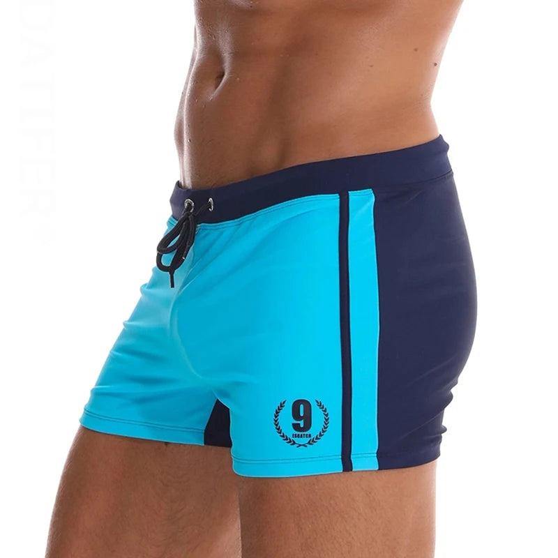 ESCATCH Boxer Swim Trunks - Solid Surf Beach Swimwear