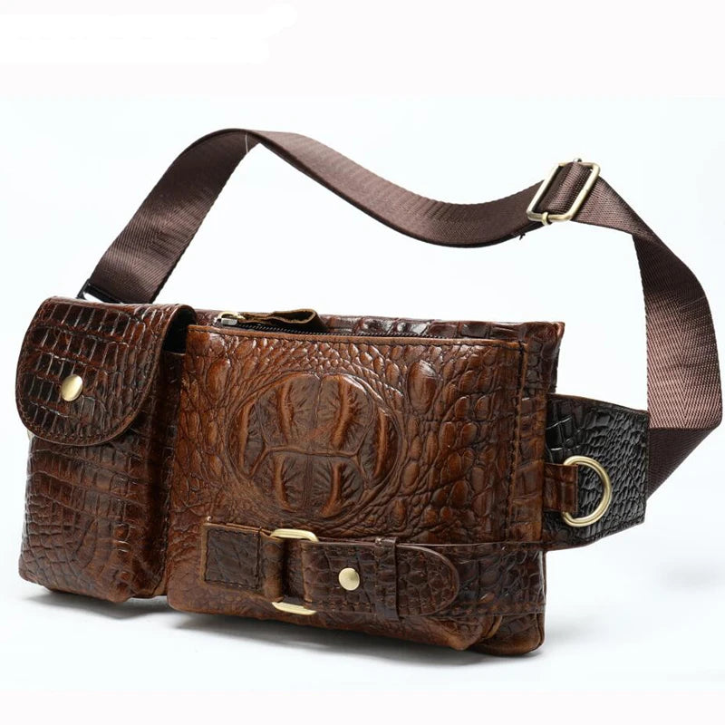 Genuine Leather Waist Pack - Compact Travel Belt Bag