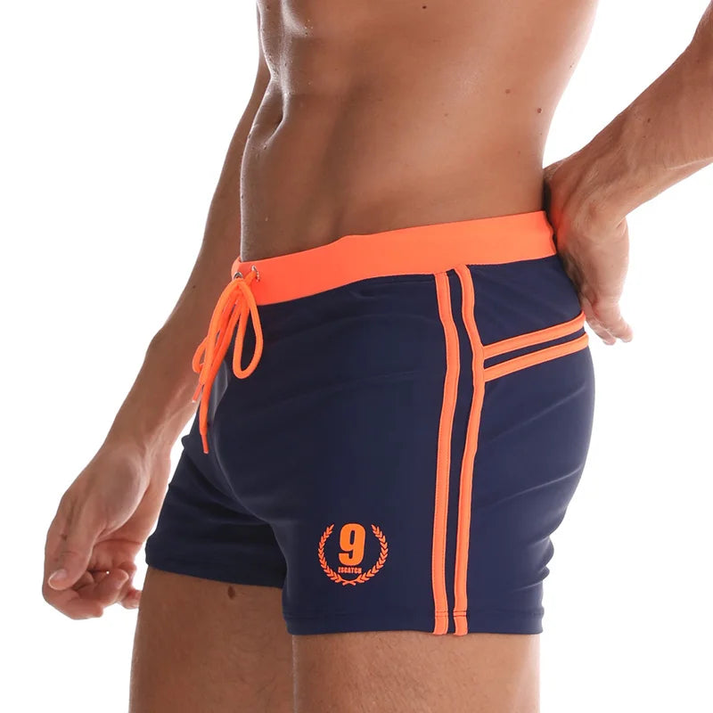 ESCATCH Boxer Swim Trunks - Solid Surf Beach Swimwear
