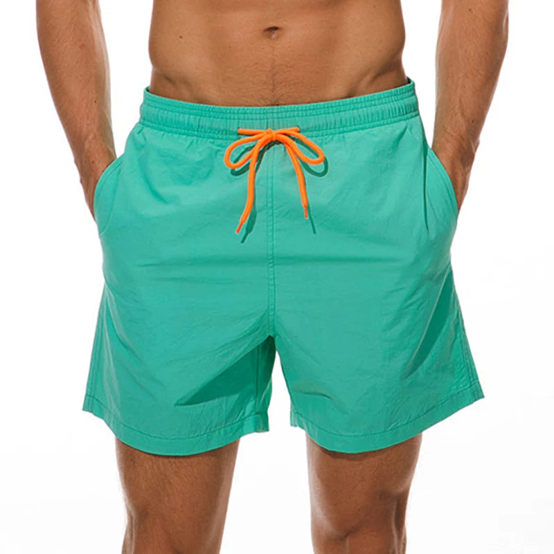 ESCATCH Nylon Swim Shorts - Quick Dry Solid Beach Trunks