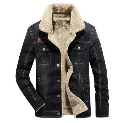 Thick Warm Denim Zip Jacket - M-6XL Cowboy Style Outerwear