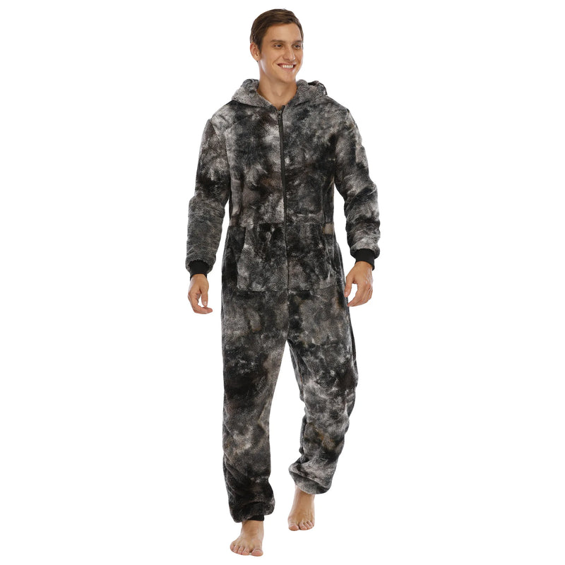 Flannel Hooded Pajama Jumpsuit - Warm Autumn Winter Onesie