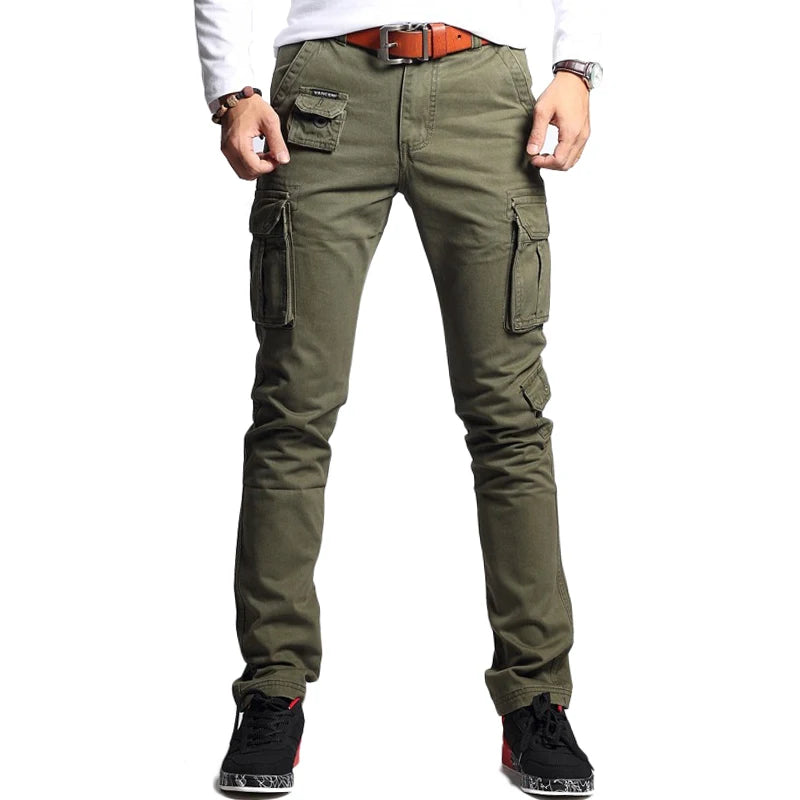 Slim Military Cargo Pants - Straight Fit Camouflage Trousers