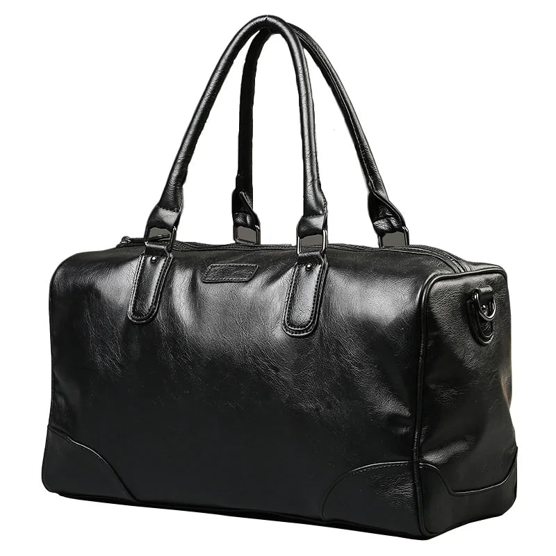 Men's PU Leather Travel Pouch Bag - Business Shoulder Luggage