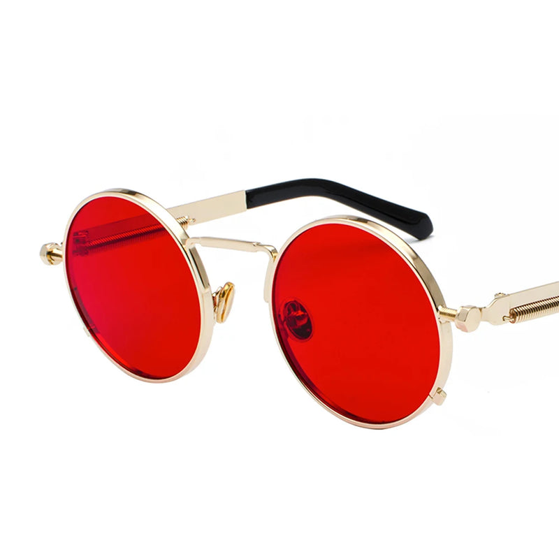 Peekaboo Steampunk Round Sunglasses - UV400 Metal Eyewear