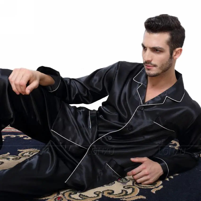 Silk Satin Pajama Set - All-Season Men's Loungewear