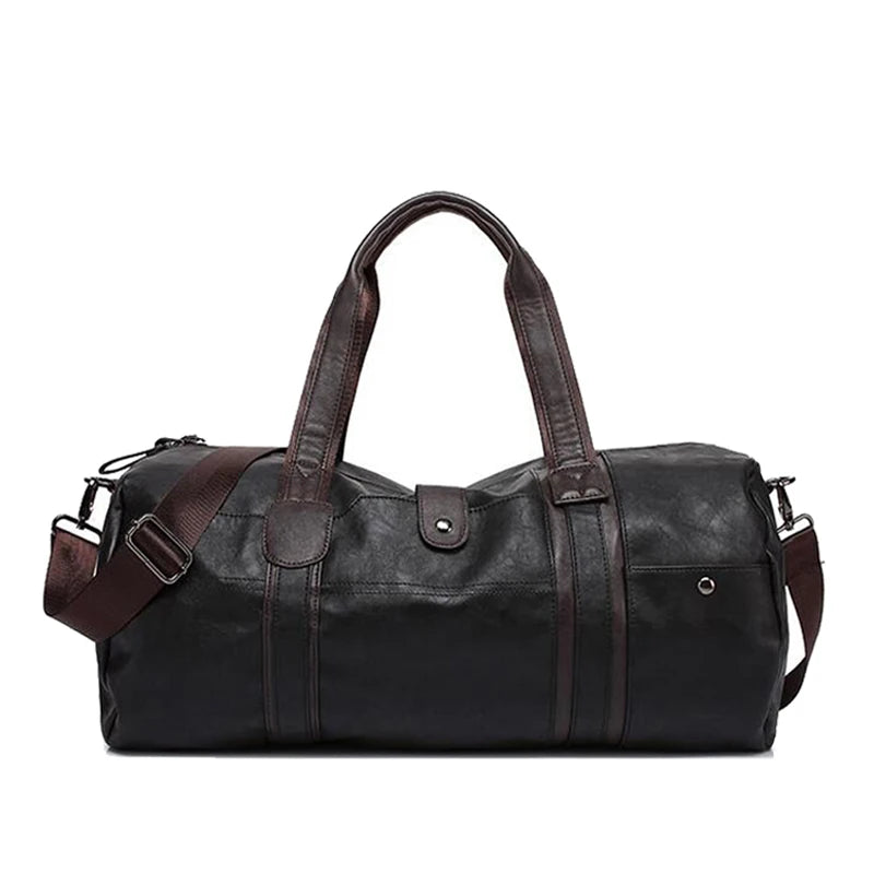 PU Leather Gym Duffel Bag - Soft Shoulder Travel Fitness Bag