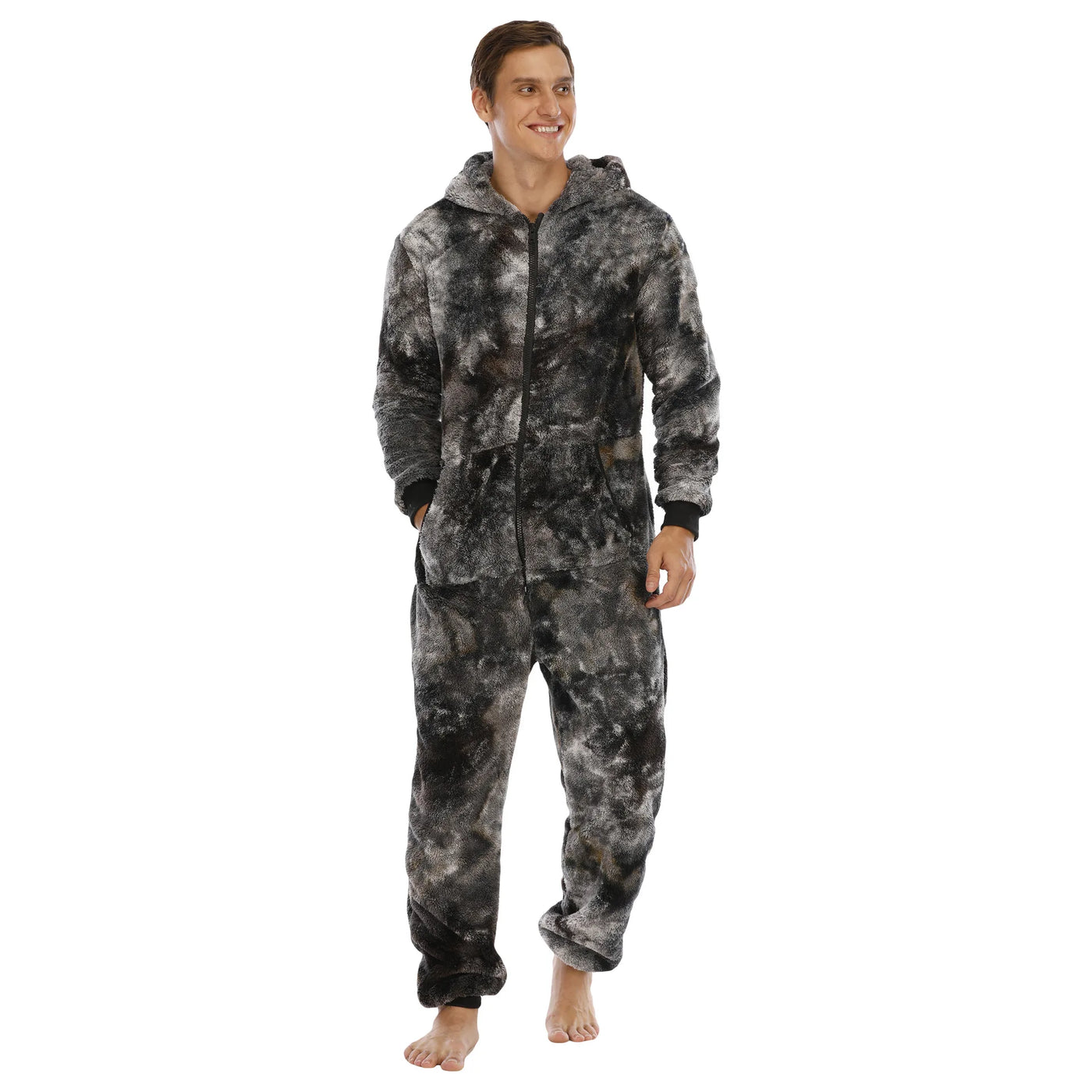 Flannel Hooded Pajama Jumpsuit - Warm Autumn Winter Onesie