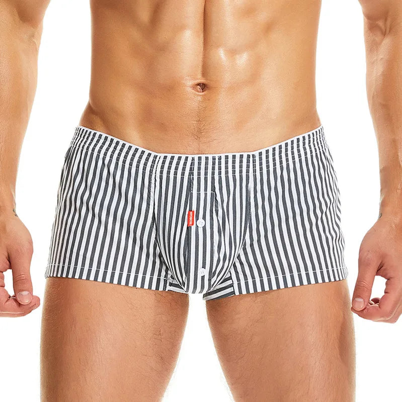 Striped Cotton Boxer Shorts - Relaxed Lounge Pajama Shorts