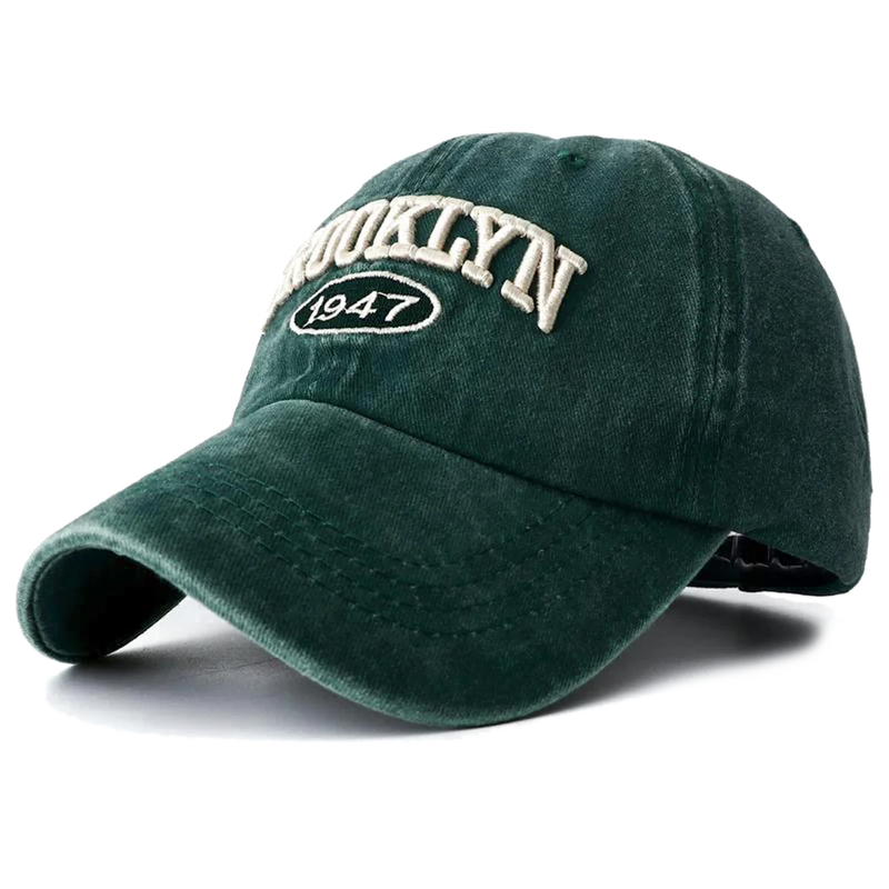 Brooklyn Embroidered Snapback Hat - Vintage Washed Baseball Cap