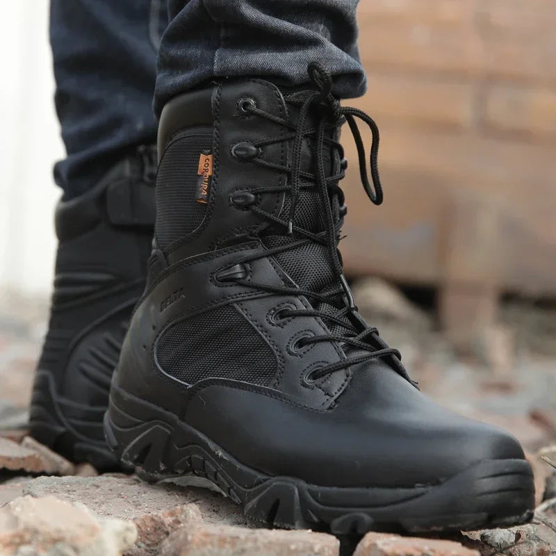 Black Men's Tactical Zip Combat Boots