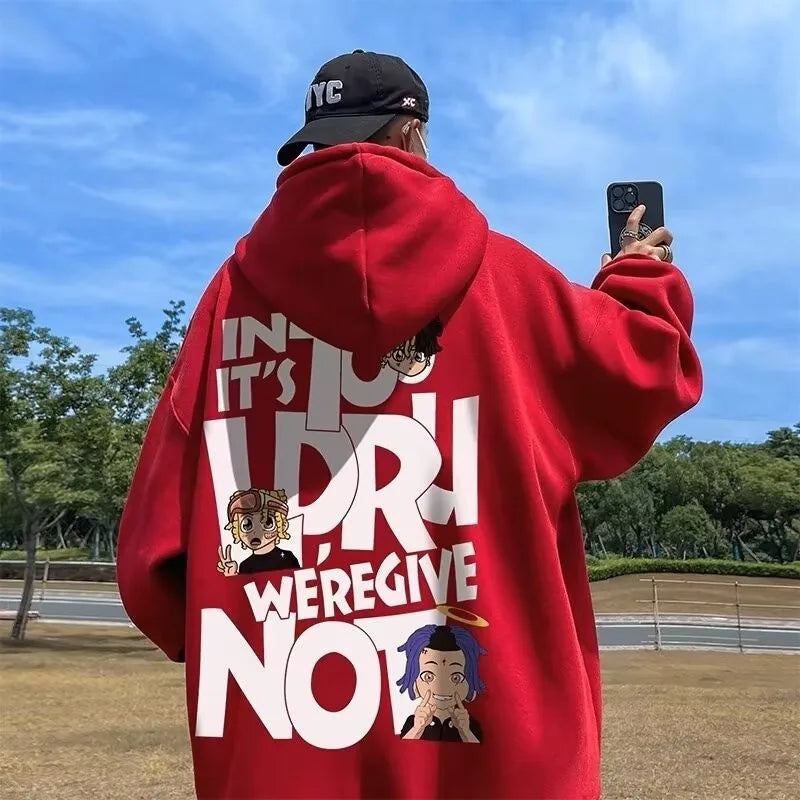 8XL Alphabet Hip Hop Pullover Hoodie - Loose Fit Streetwear