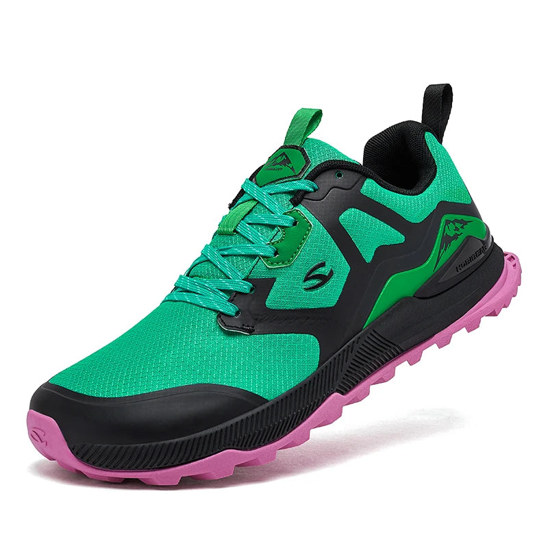 HOBIBEAR Hiking Sneakers - Lace-Up Artificial Leather Walking Shoes