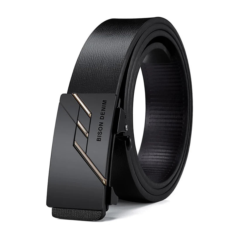 BISONDENIM Genuine Leather Automatic Buckle Belt