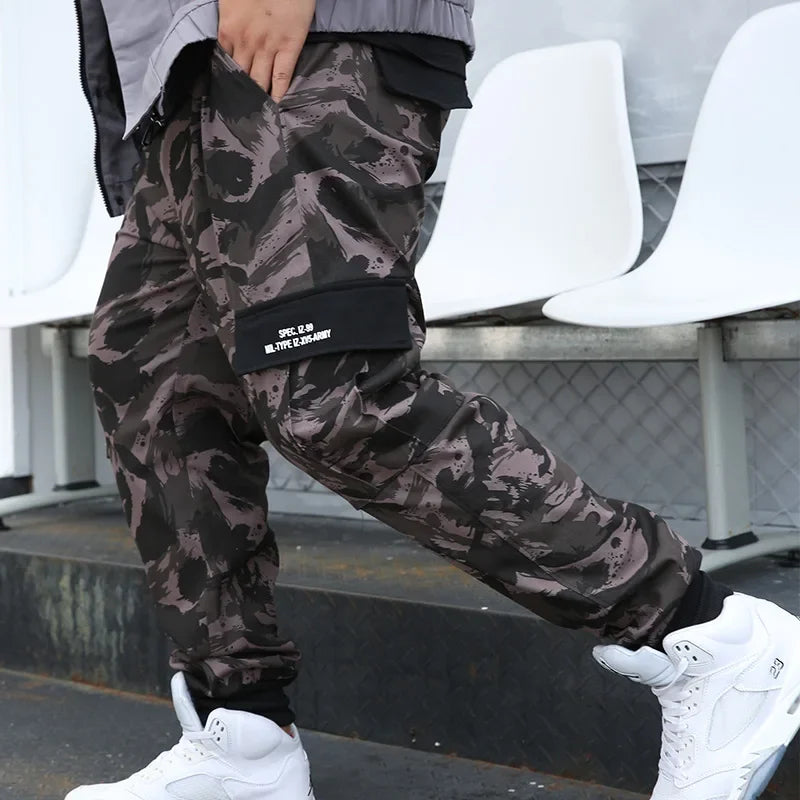 Camouflage Cargo Joggers - Large Size Elastic Army Pants