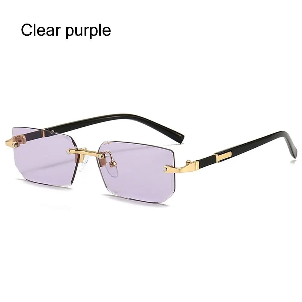 Rimless Rectangle Sunglasses - UV400 Frameless Travel Shades