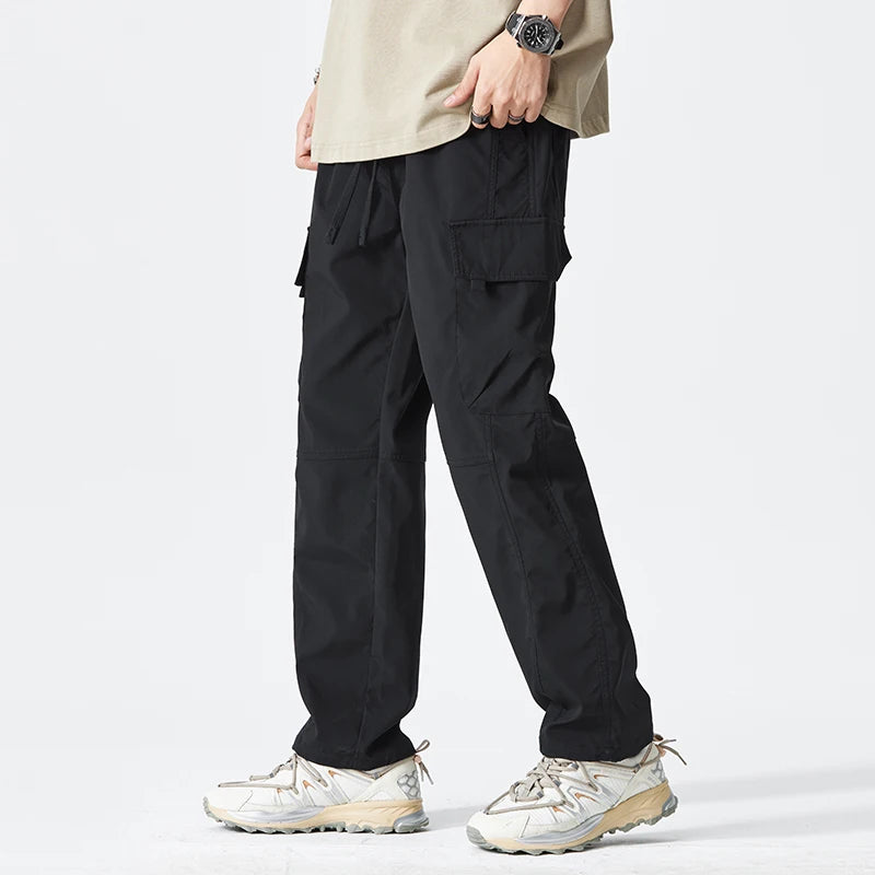 Red Multi Pocket Cargo Joggers - Street Punk Hip Hop Trousers