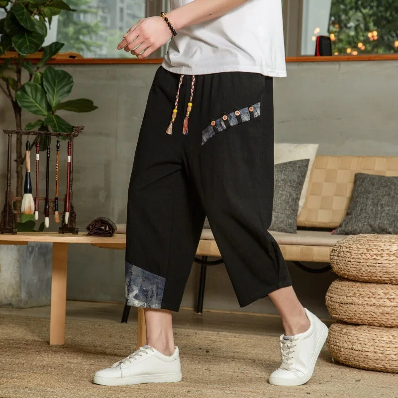 Japanese Cotton Linen Men's Breathable Harem Pants