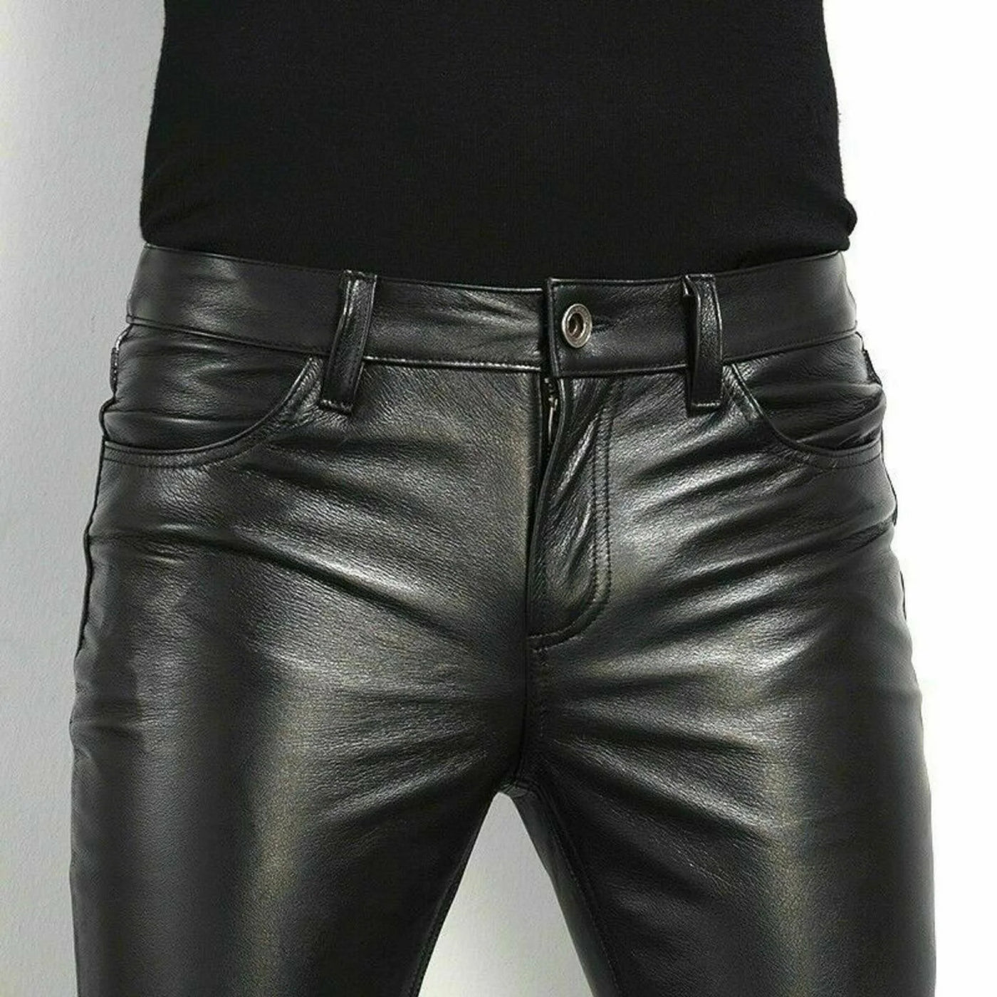 Faux Leather Rock Pants - Slim Motorcycle Night Club Trousers