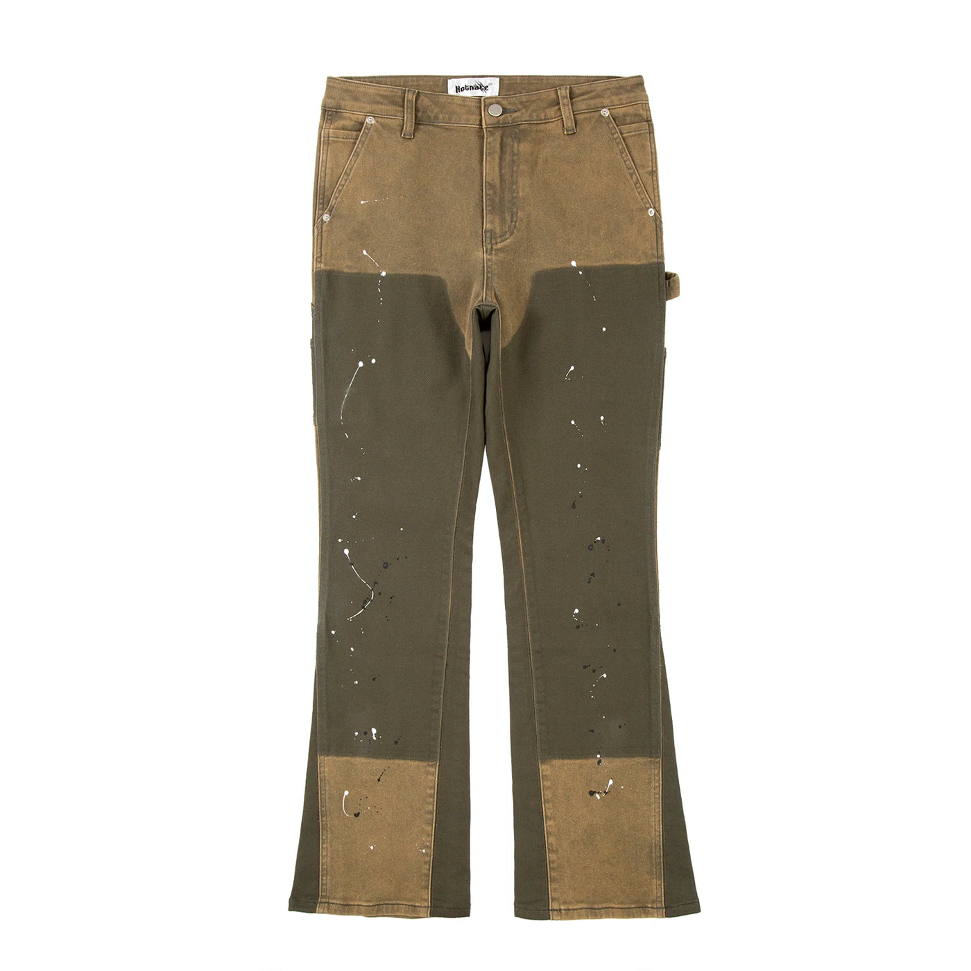 Speckled Ink Micro Flare Jeans - High Street Baggy Denim Pants