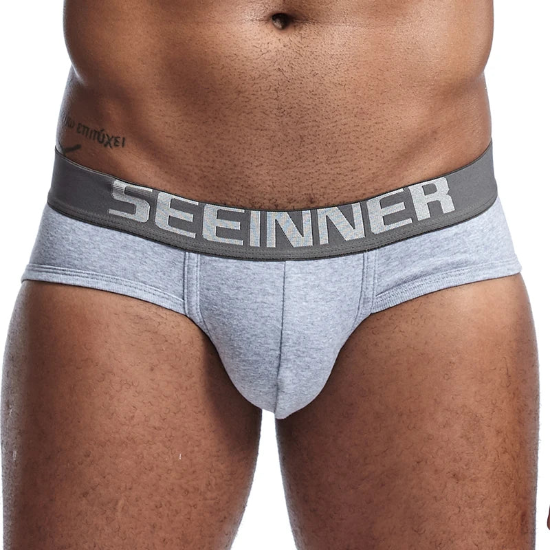 Low Waist Cotton Briefs - Solid Color Men's Underwear