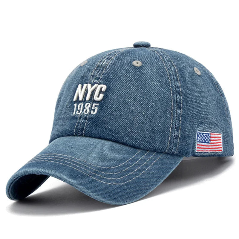Denim Embroidered Snapback Cap - Unisex Hip Hop Baseball Hat
