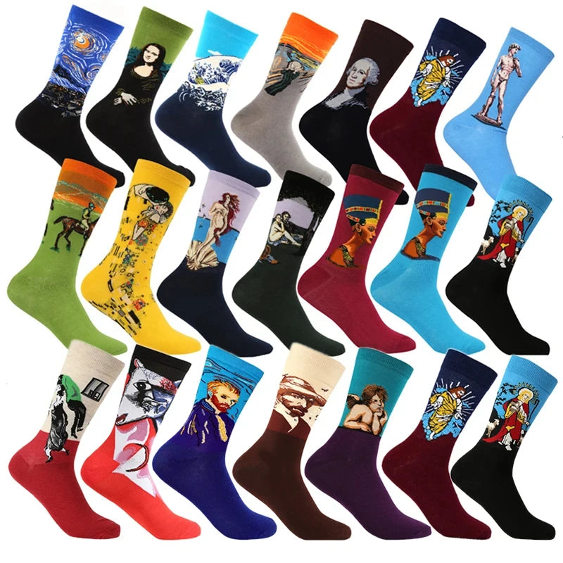 Abstract Oil Painting Cotton Socks - Artistic Skateboard Crew Socks