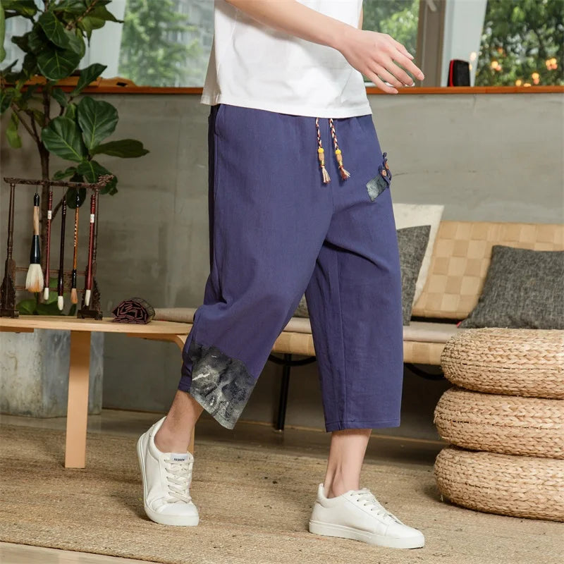Japanese Cotton Linen Men's Breathable Harem Pants
