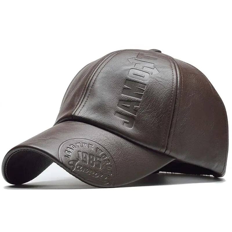 Faux Leather Letter Baseball Cap - Adjustable Casual Sun Hat