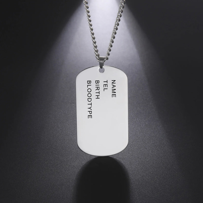 Personalized Stainless Steel Military Dog Tag Necklace - Custom Name Chain