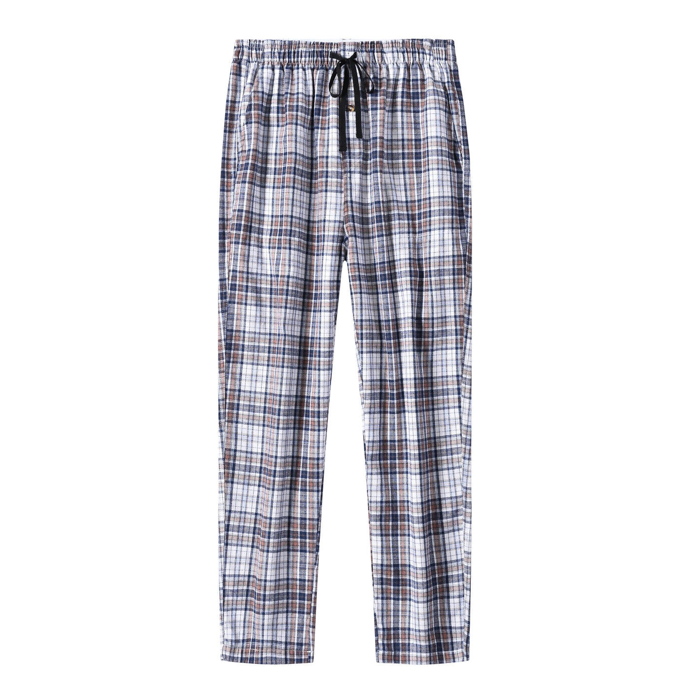 Cotton Plaid Pajama Pants - Breathable Elastic Waist Lounge Bottoms
