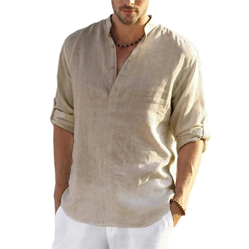 Cotton Linen Casual Shirt - Loose Long Sleeve Spring Autumn Top