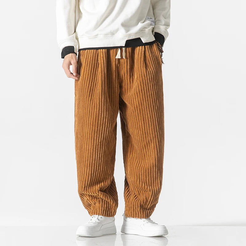 Corduroy Harem Sweatpants - Loose Drawstring Hip Hop Trousers