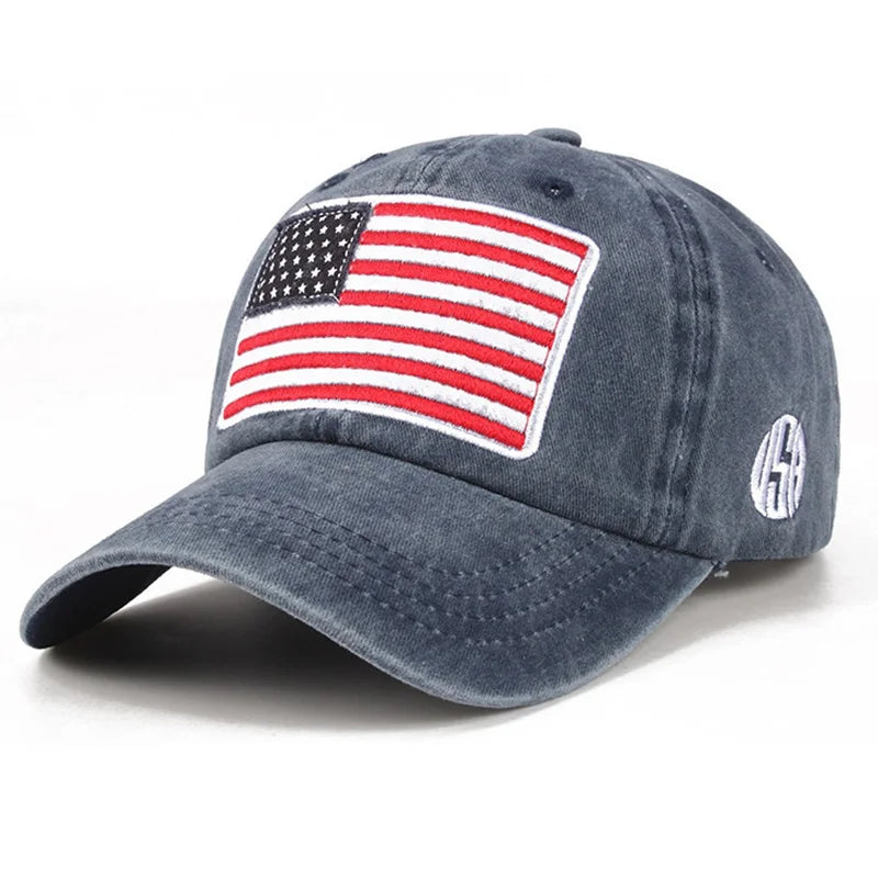 USA Flag Washed Baseball Cap - Adjustable Distressed Dad Hat