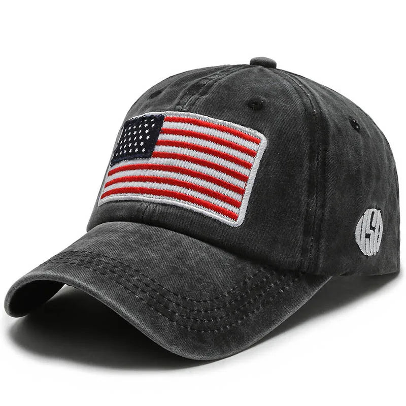 USA Flag Washed Baseball Cap - Adjustable Distressed Dad Hat
