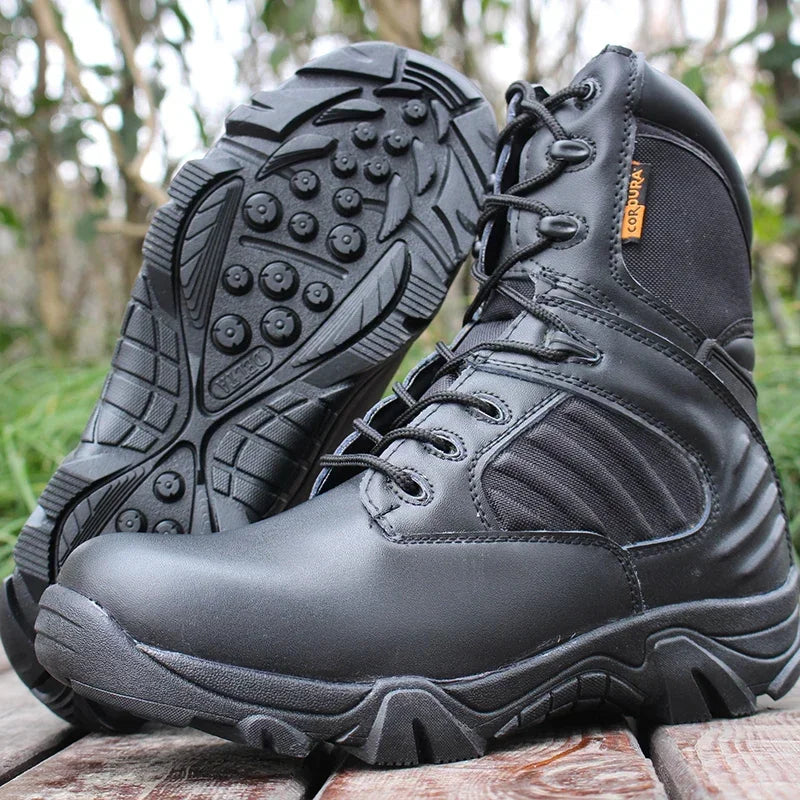 Black Men's Tactical Zip Combat Boots