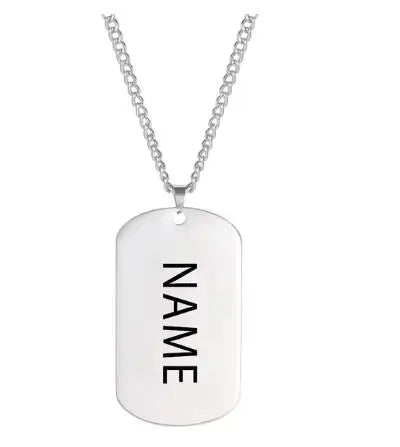Personalized Stainless Steel Military Dog Tag Necklace - Custom Name Chain