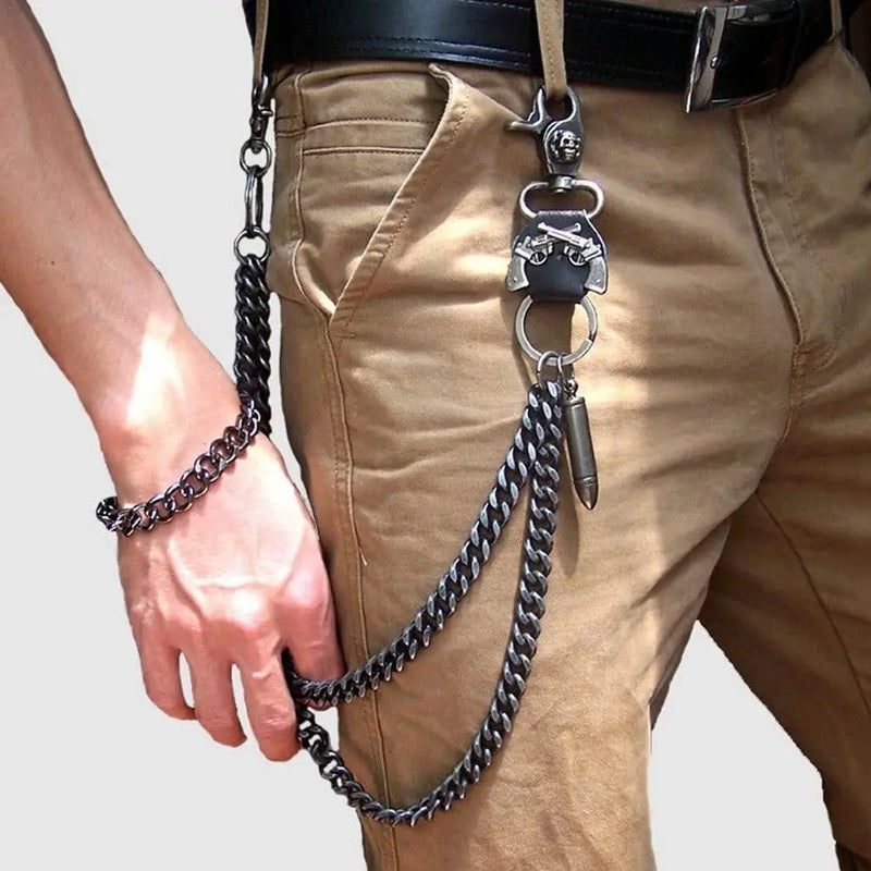Two Line Skull Waist Chain - Adjustable Punk Hip Hop Pants Chain