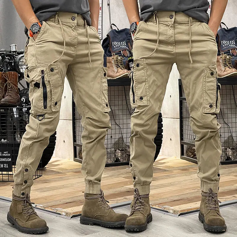 Tactical Cotton Cargo Pants - Multi-Pocket Elastic Joggers