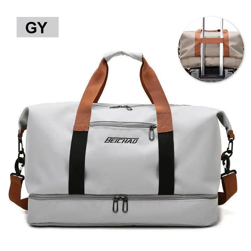 Short Distance Travel Gym Bag - Portable Crossbody Weekender Duffle