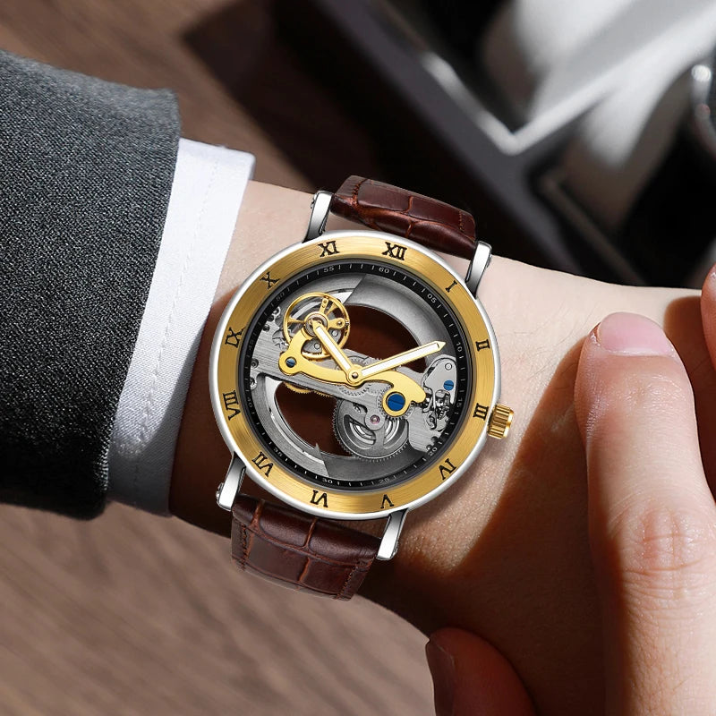Golden Bridge Skeleton Watch - Automatic Mechanical Wristwatch