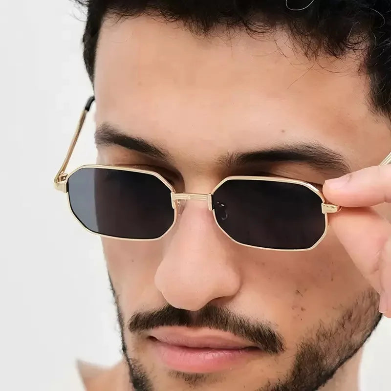 Small Square Metal Sunglasses - Triangle Leg Color Lens Eyewear