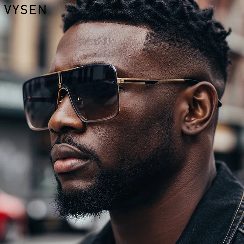 Oversized Square Metal Sunglasses - Big Frame Retro Shades
